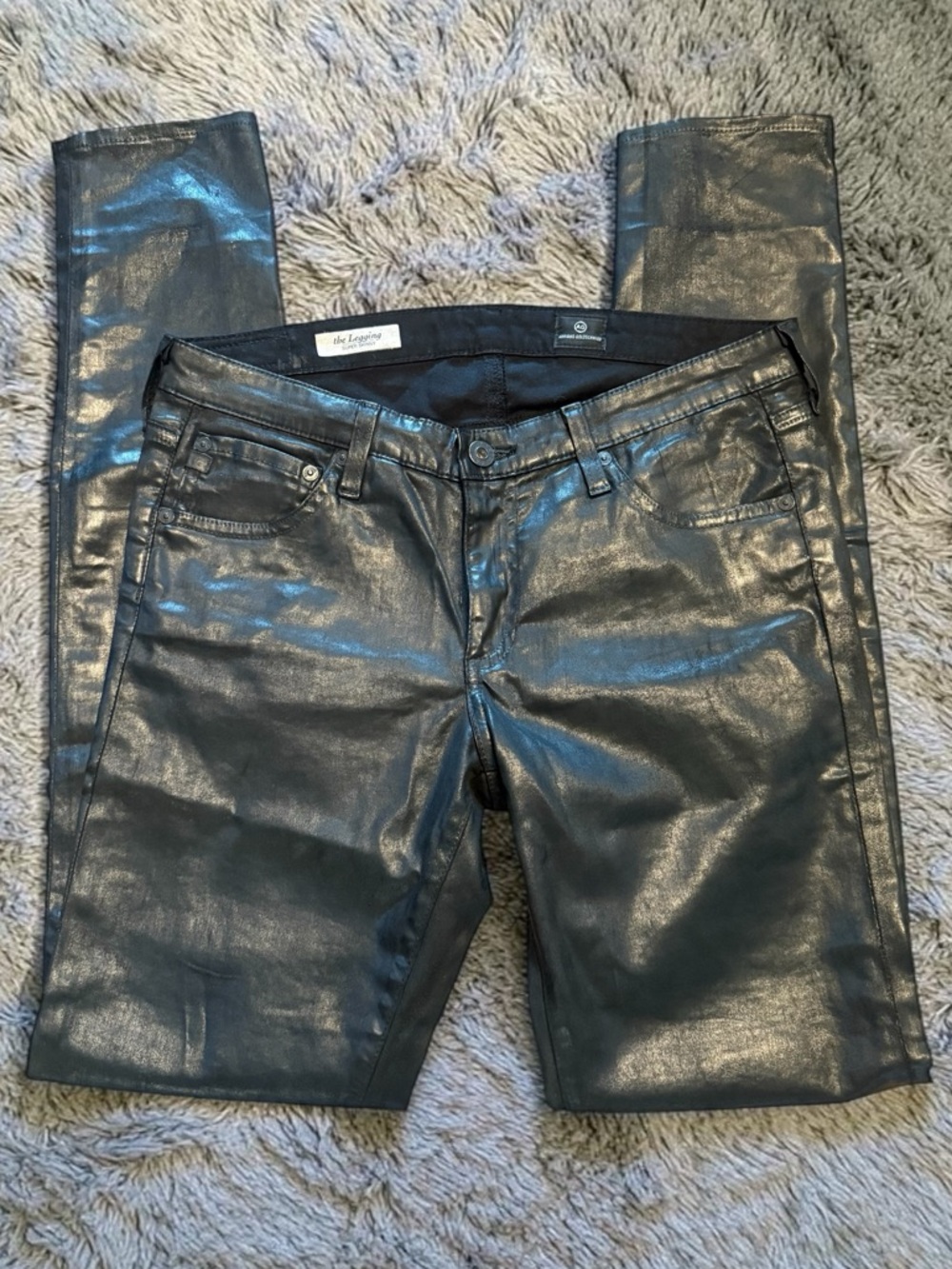 Ag Adriano Goldschmied Coated Black Skinny Jeans